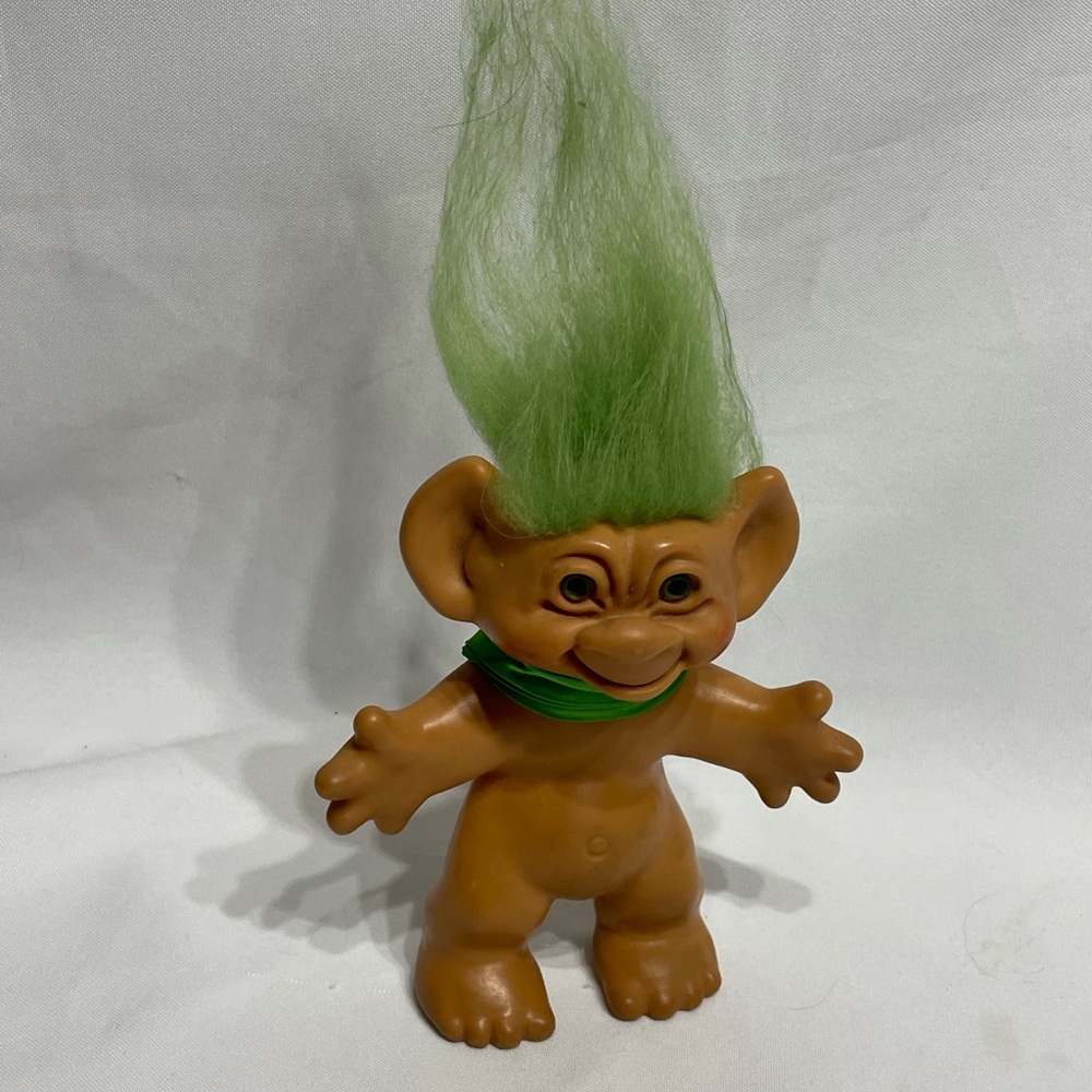Large Vintage Nordic Dam Troll Doll with Green Hair Great Condition